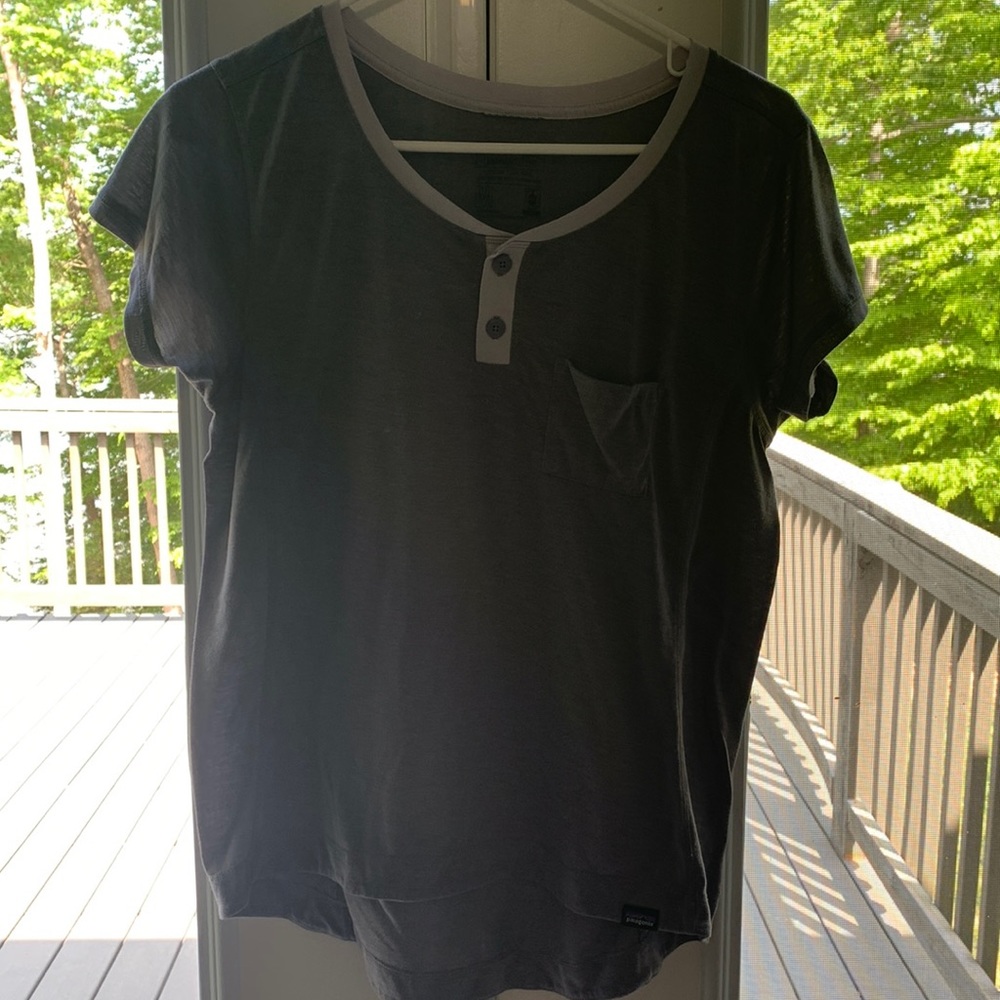 Patagonia purple/gray Henley short sleeve Capilene, medium.